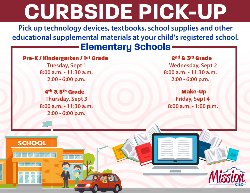 Curbside flyer with pick up times for each grade level